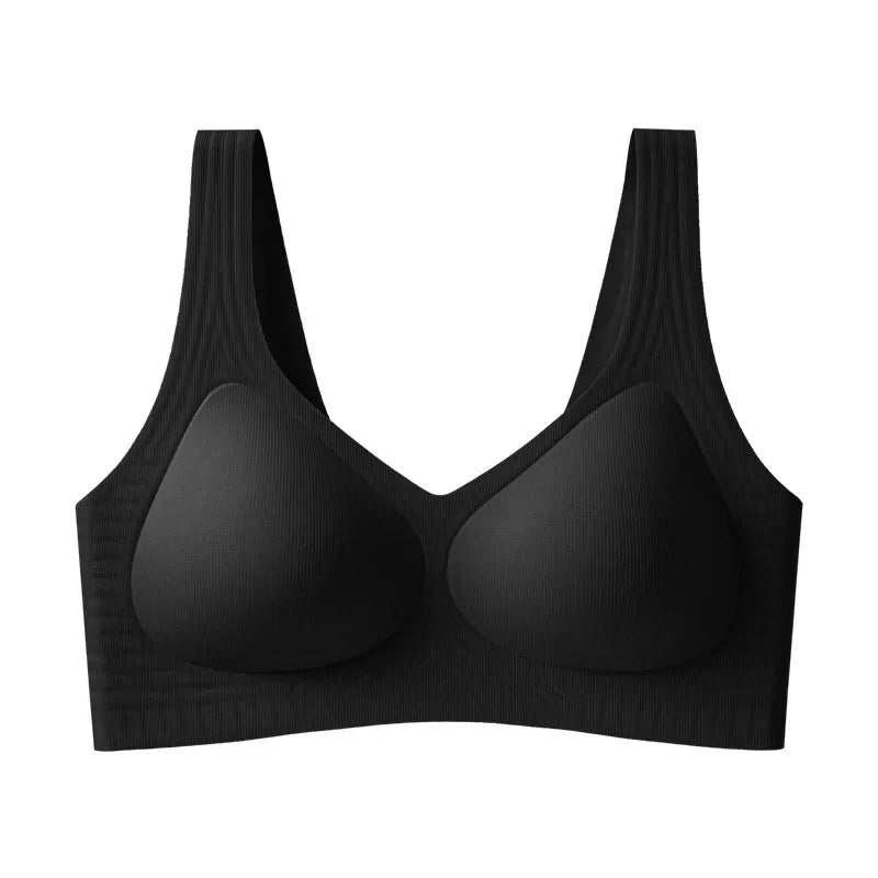 Wireless Full Cup Soft Support Bra Seamless Underwear for Women Fixed Cup Sports Vest Large Size Bra Intimate Apparel