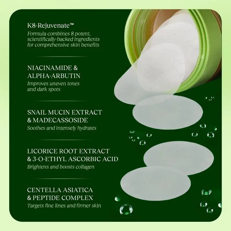 New 100pcs  Korean Skincare Product Anti-aging,dark Spot and Wrinkle Minimizing Toner Pad,]centella,asiatica and Niacinamide