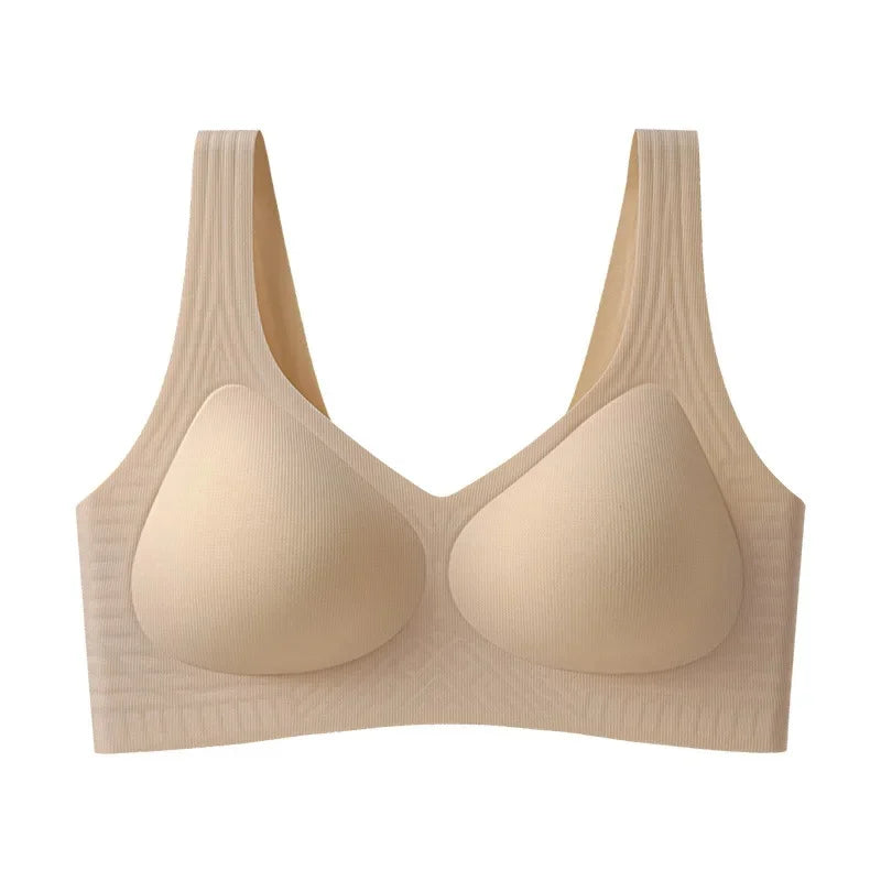 Wireless Full Cup Soft Support Bra Seamless Underwear for Women Fixed Cup Sports Vest Large Size Bra Intimate Apparel